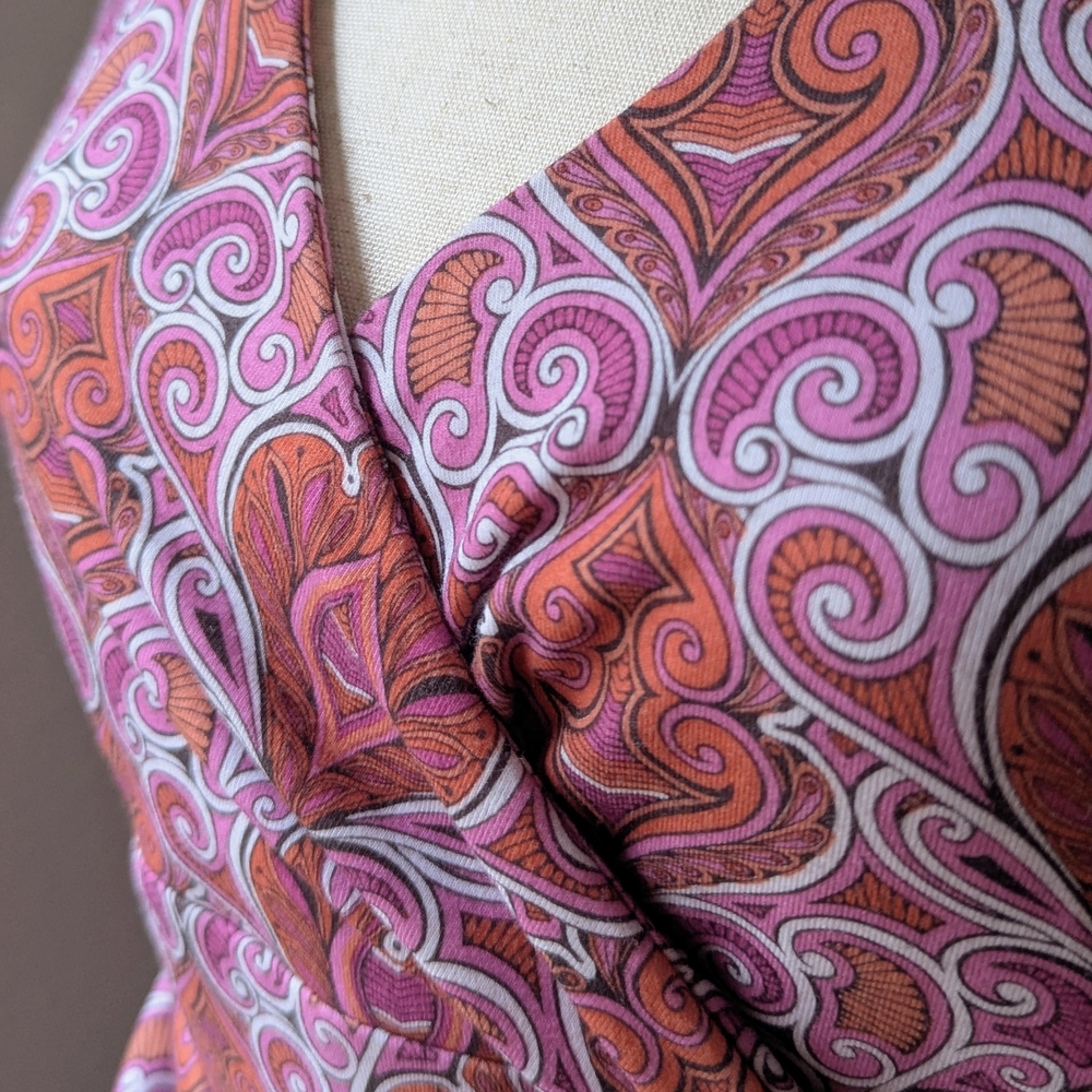 PrAna Women’s Medium Sleeveless Wrap Dress Pink Paisley Above Knee Stretch Cute - Picture 7 of 11